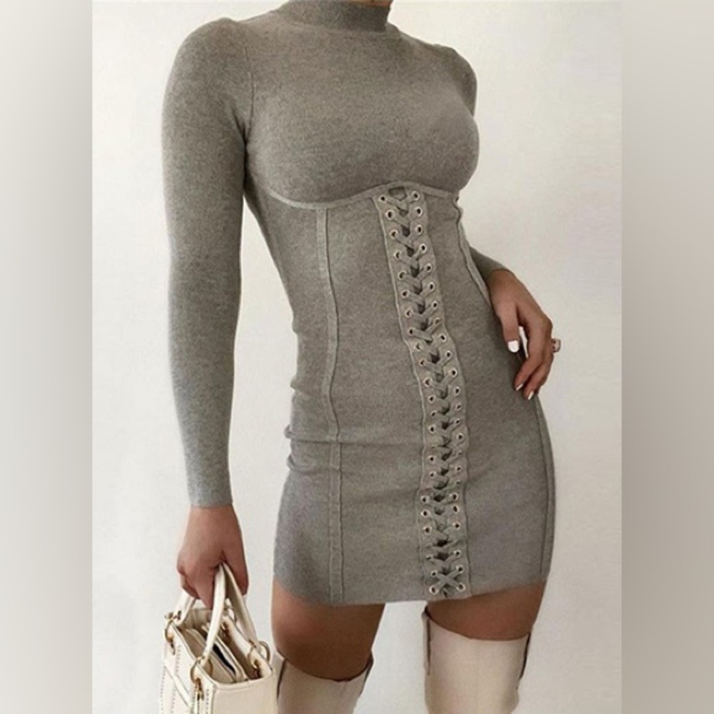 hera collection grey corset mini dress